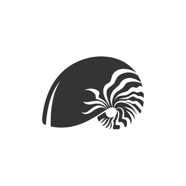 Icône Nautilus en noir et blanc. Illustration vectorielle animale en niveaux de gris
. - Vecteur, image