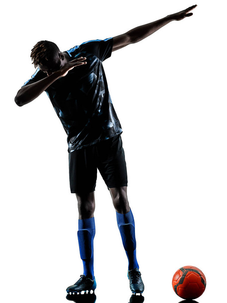 one african soccer player man isolated white background silhouet - Photo, image