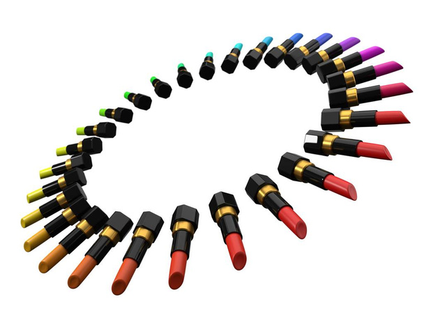 circulary sorted simple lipsticks. 3d illustration - Photo, Image