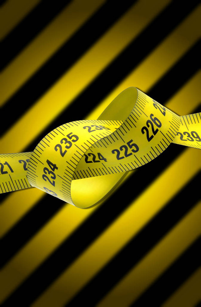 tape measure tangled with warning stripes - Photo, Image