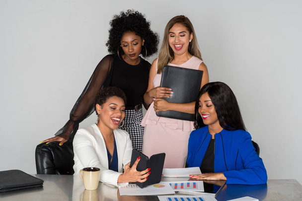 Group of four hispanic and african american businesswomen - Φωτογραφία, εικόνα