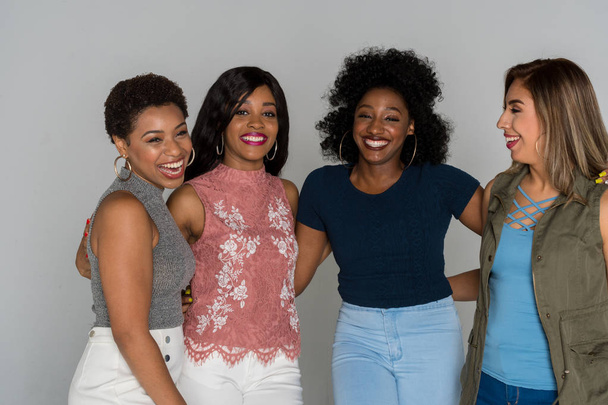 Group of four african american and hispanic women friends - Foto, Imagen