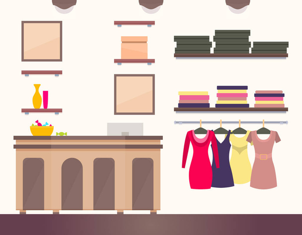 Female Shop Interior, Colorful Vector Illustration - ベクター画像