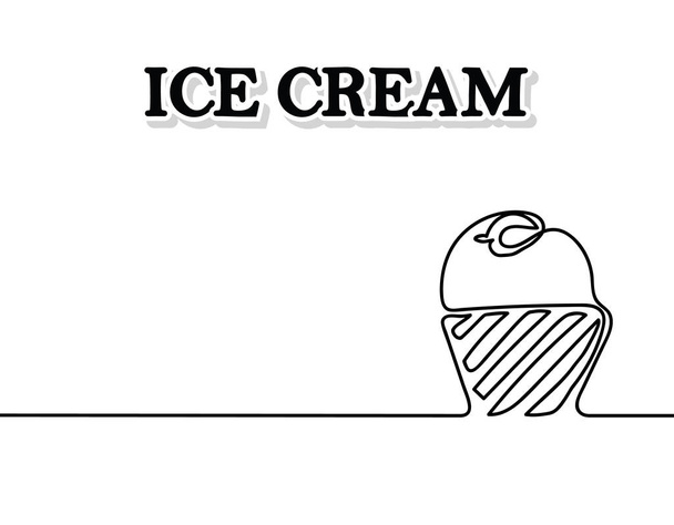 Ice cream is black. Continuous line drawing. Beautiful design for a black background. Vector illustration. - Vektor, Bild