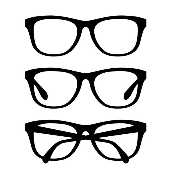 Black glasses set. Vector retro eyeglasses frames set. - Vector, Image