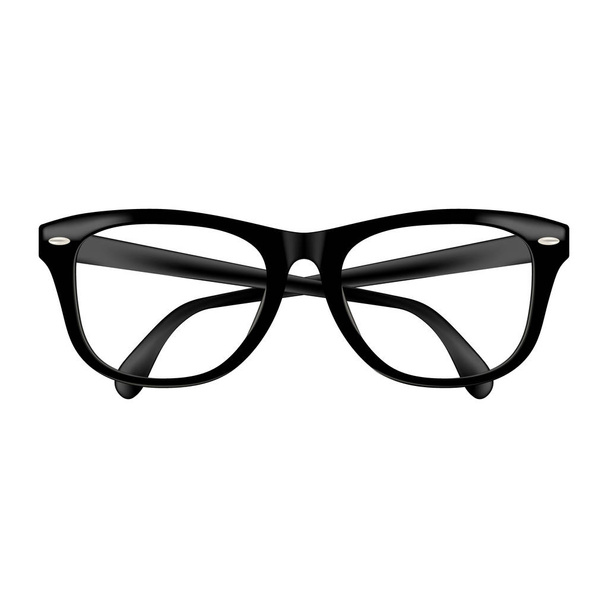Folded realistic eyeglasses black frame.  Retro glasses. - Vetor, Imagem
