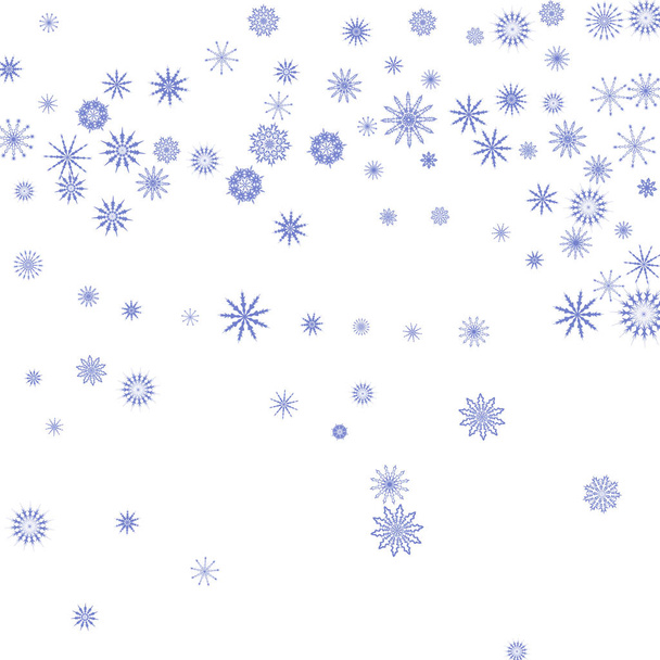 copos de nieve azules sobre un fondo blanco.  - Vector, imagen