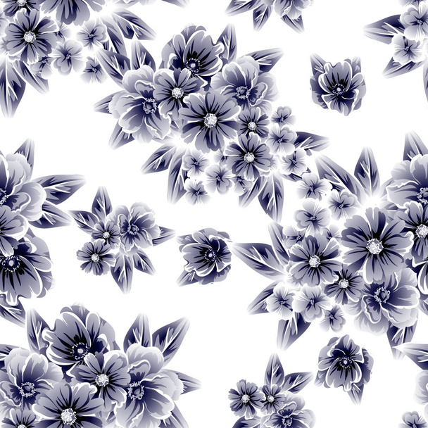 безшовний вінтажний квітковий візерунок. квіткові елементи в контуру
 - Вектор, зображення
