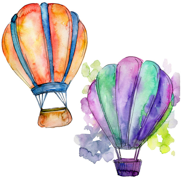 Помаранчеві і фіолетові повітряні кулі фону літати повітряний транспорт ілюстрації. Ізольований елемент ілюстрації
. - Фото, зображення