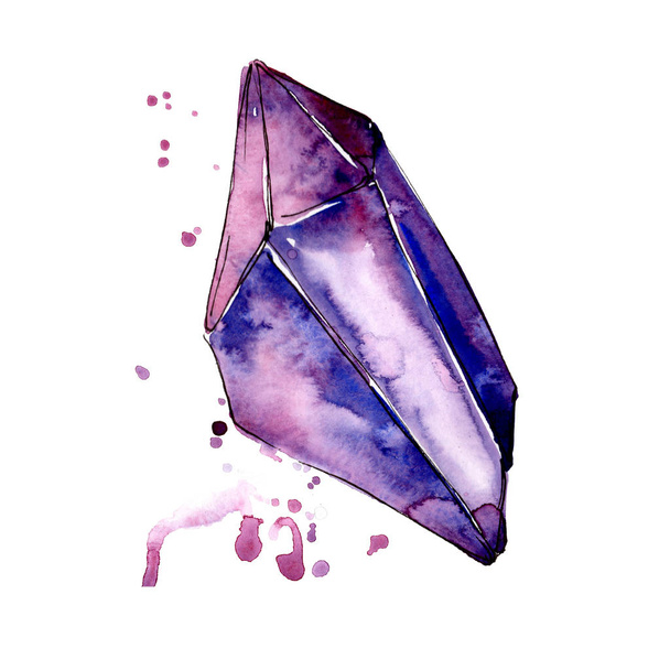 Violetti timantti kivi koruja mineraali. Eristetty kuvaelementti. Geometrinen kvartsi monikulmio kristalli kivi mosaiikki muoto ametisti helmi
. - Valokuva, kuva