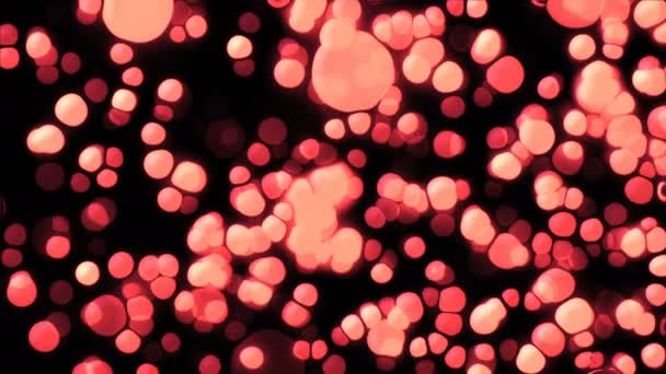 Streszczenie tło wygaszacz ekranu komputera animowany z ruchomymi czerwone kulki na czarnym tle renderowania 3d - Materiał filmowy, wideo