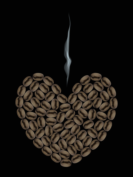 szív kávébabból - Vektor, kép