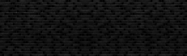 Πανόραμα μαύρο μοντέρνο πέτρινο τοίχο μοτίβο και φόντο - Φωτογραφία, εικόνα