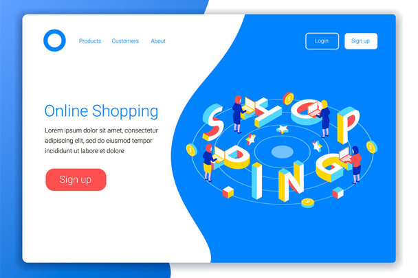 Online shopping design concept. - Wektor, obraz