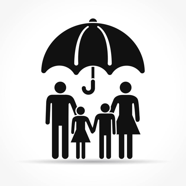 Illustration of family with umbrella protection concept - Vecteur, image