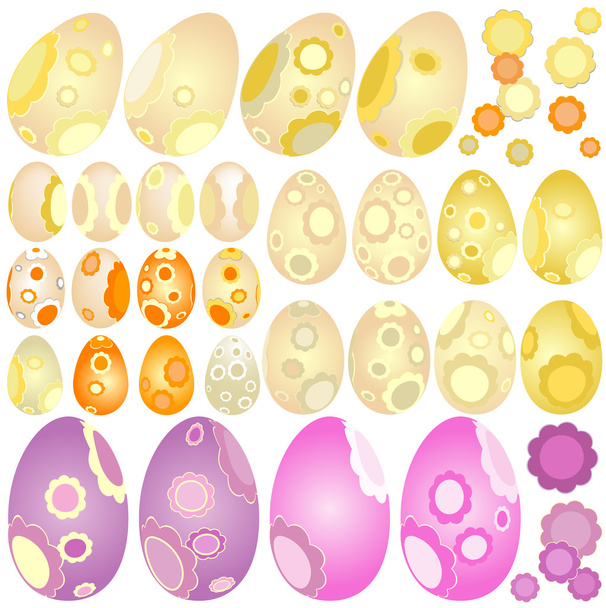 Ester eggs and flowers - Вектор,изображение