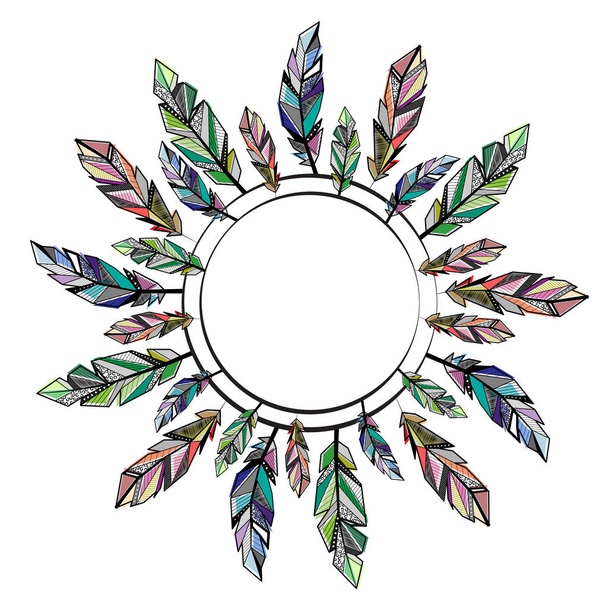 Feathers circle frame - Vector, Image