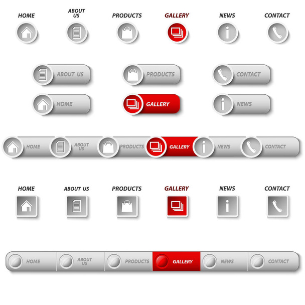 Collection website navigation in silver design template vector eps 10 - Vector, Image