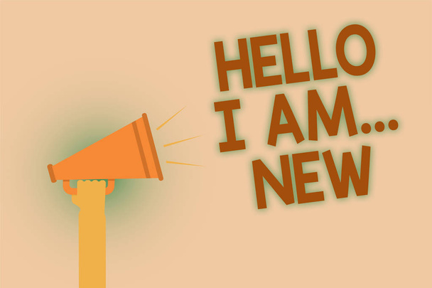 Текст для написания слов Hello I Am... New. Бизнес-концепция для представления себя Встреча Встреча Работа Свежий работник Школа ручной коричневый динамик звуковой общественное сообщение горячий вопрос объявление
 - Фото, изображение