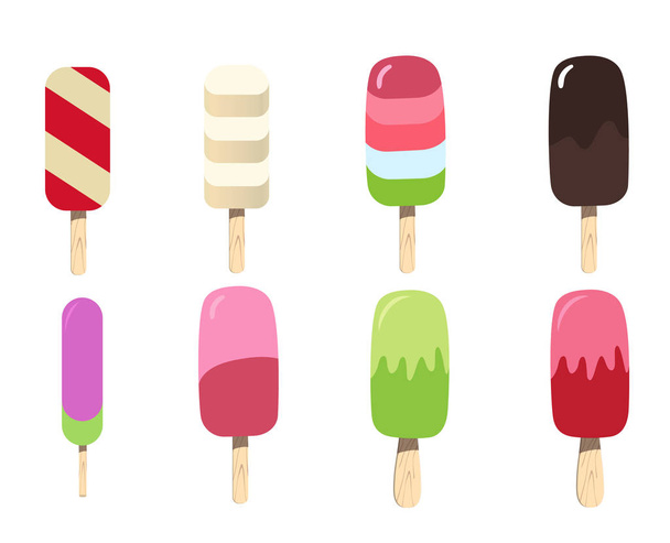 Ice cream collection. Beautiful colorful set. Vector illustration for web design or print. - Vektör, Görsel
