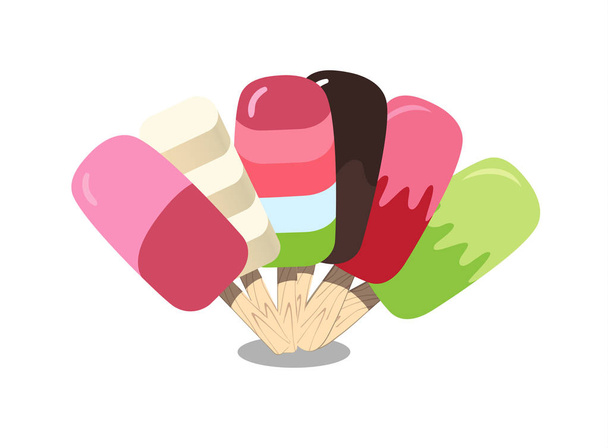 Ice cream collection. Beautiful colorful set. Vector illustration for web design or print. - ベクター画像
