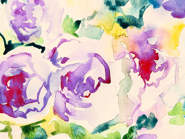 original watercolor painting of abstract roses flower - Zdjęcie, obraz