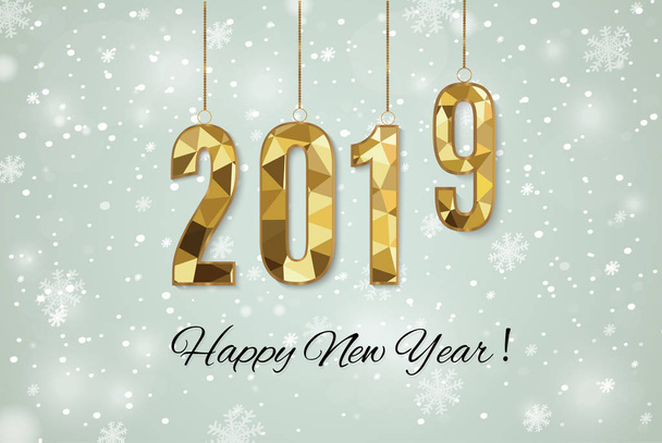 2019 golden New Year sign with golden glitter and loading panel on black background. Vector New Year illustration - Vector, Imagen