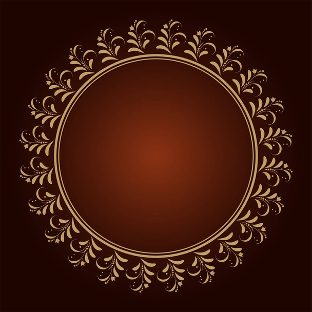 Decorative round frame for design with floral ornament. A template for printing postcards, invitations, books, for textiles, engraving, wooden furniture, forging. Vector. - Vecteur, image