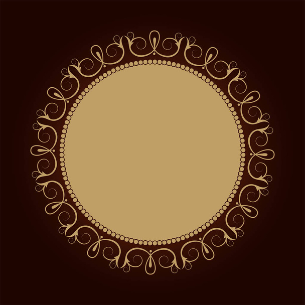 Decorative round frame for design with floral ornament. A template for printing postcards, invitations, books, for textiles, engraving, wooden furniture, forging. Vector. - Vector, imagen