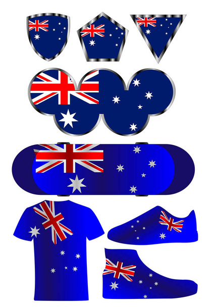 флаг Австралии, набор иконок из цветов флага Австралии
 - Вектор,изображение