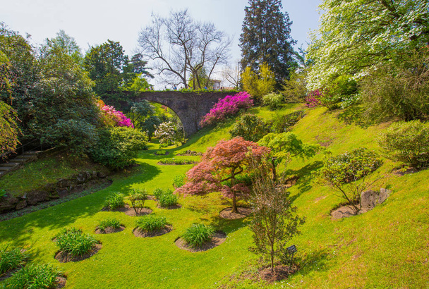 イタリア 2018 年 4 月 25 日 - 美しい花風景で植物庭園のヴィラ タラント イタリア サウゼ ・ ドゥルクスで. - 写真・画像
