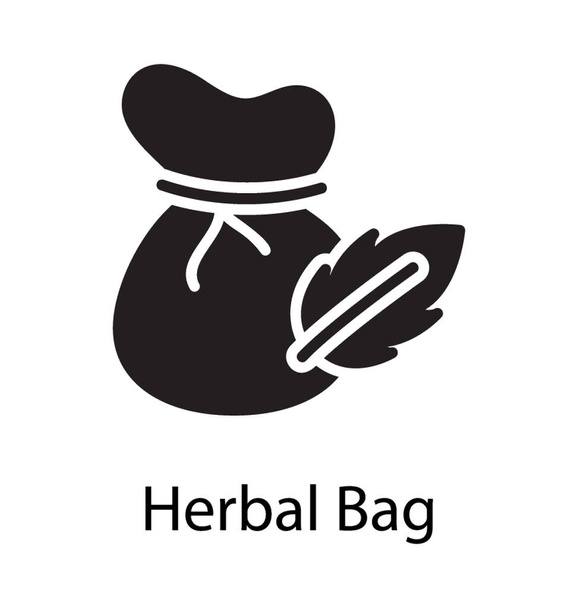 Natural and organic products in a small sack symbolizing herbal bag. - Διάνυσμα, εικόνα
