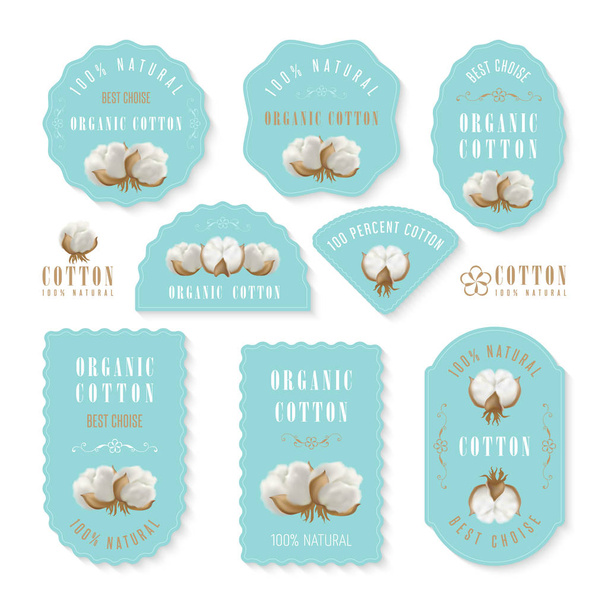 set di etichette e logo per la produzione di cotone
 - Vettoriali, immagini