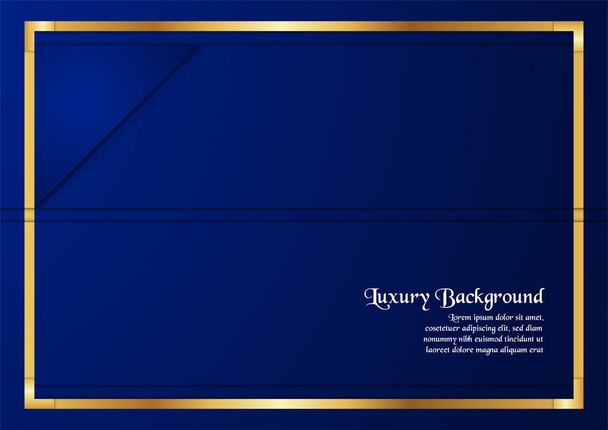 Abstract blue background in premium concept with golden border. Template design for cover, business presentation, web banner, wedding invitation and luxury packaging. - Vector, Image