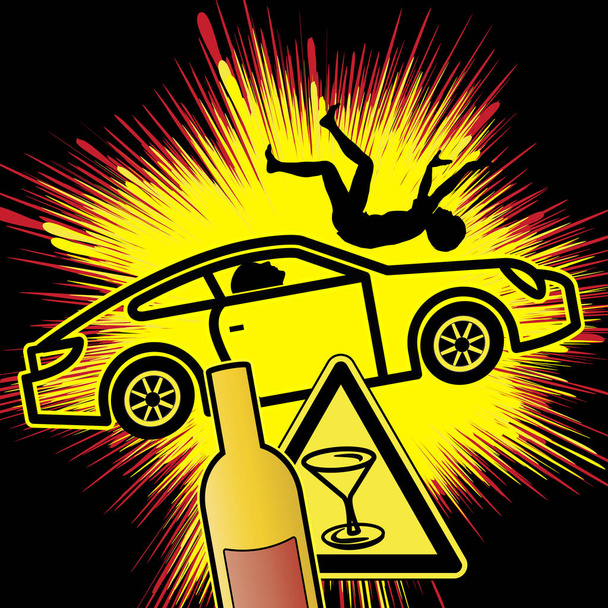 Végzetes ittas vezetés lezuhan. Alkohollal kapcsolatos autó baleset a fiatal baleset - Fotó, kép