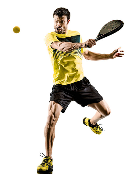 Padel tennis player man isolated white background - Photo, image