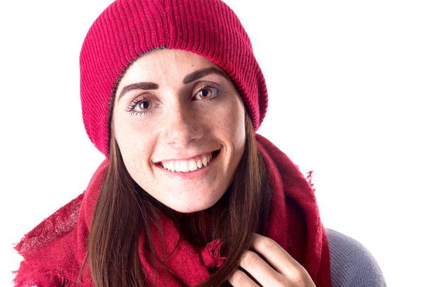 Beautiful young girl posing wearing  winter clothes - Foto, Imagem