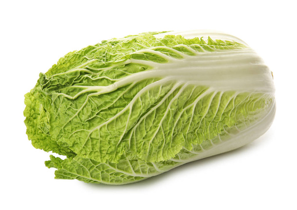 Fresh ripe cabbage on white background. Healthy food - Zdjęcie, obraz
