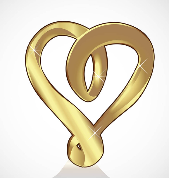 Golden swirly heart icon - Vector, Image