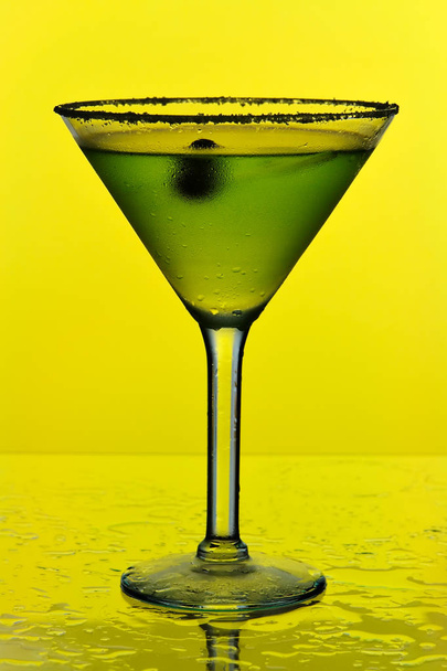 martini on yellow background - Photo, Image