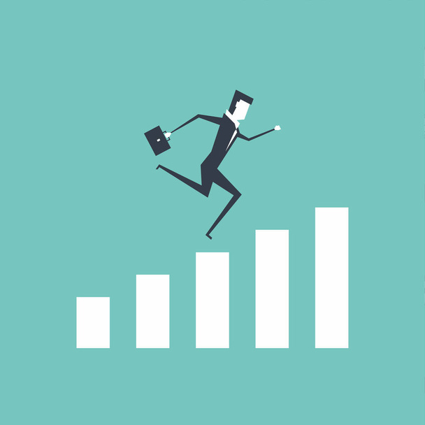 Businessman running to the top of the graph. vector - Vector, Image