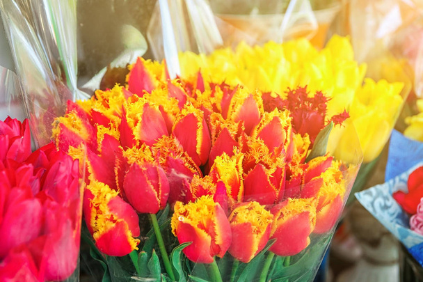 Bouquet of beautiful tulips in flower shop - Foto, immagini