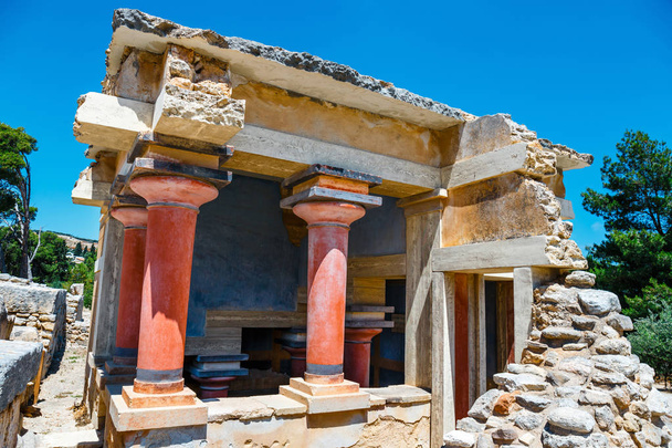 Detail of ancient ruins of famous Minoan palace of Knosos, Crete Island, greece - Photo, Image
