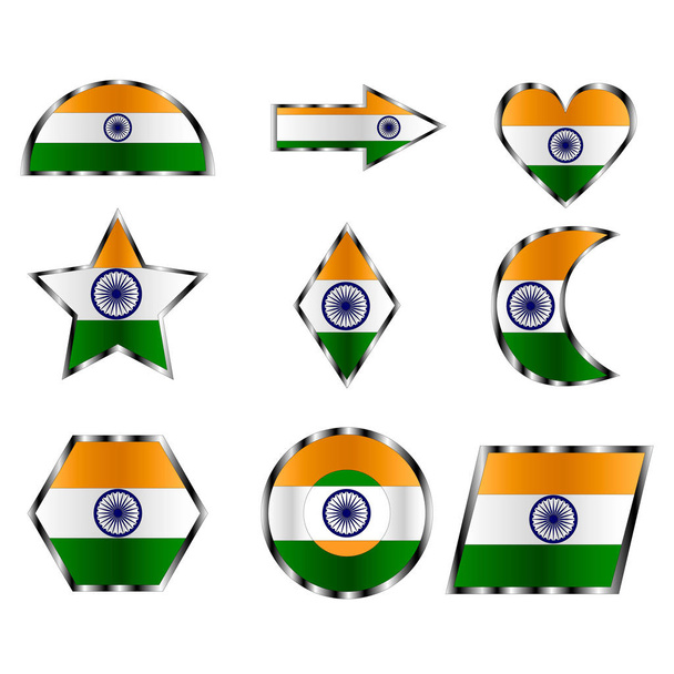 Indian flag, a set of various geometric shapes from the colors of the flag of India - Vector, Image