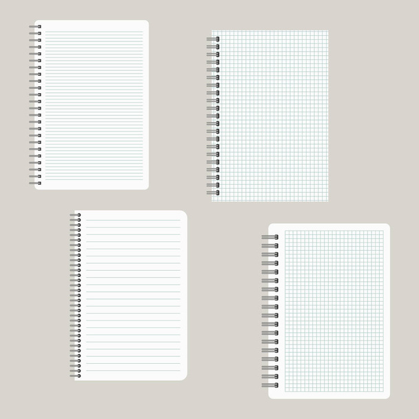 Conjunto de cuatro bloc de notas con una encuadernación desde el lado izquierdo. Ilustración del vector
 - Vector, Imagen