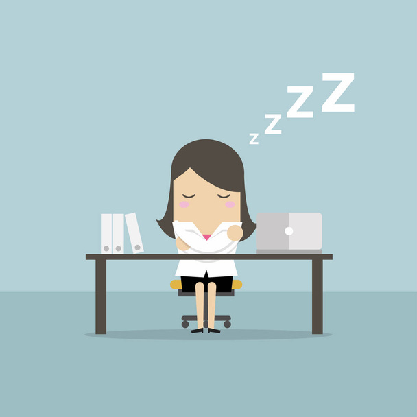 Επιχειρηματίας στον ύπνο στο λειτουργεί επίπεδη σχεδίαση. διάνυσμα - Διάνυσμα, εικόνα