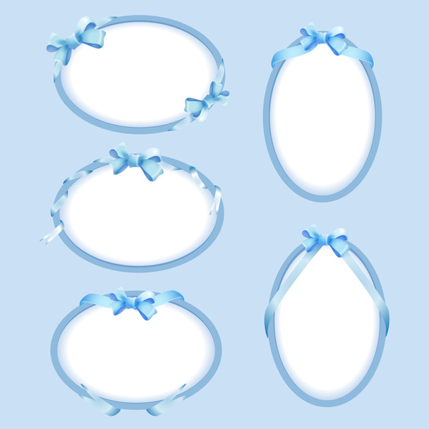 Vector set of blue frames with bow - Vector, Image