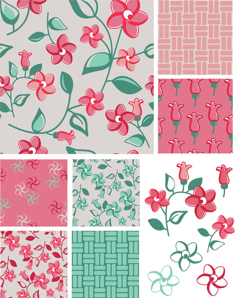 1930s Inspired Floral Vector Patterns and Icons. - Vector, Image