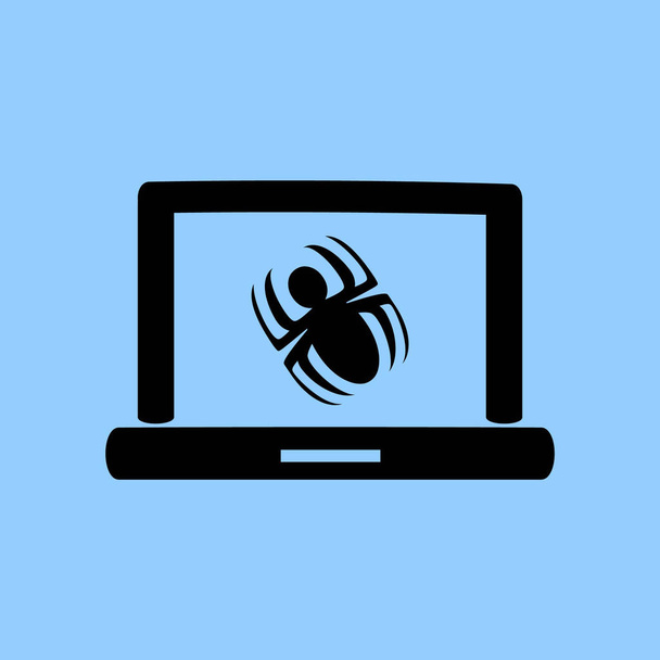 Laptop está infectado por ilustração vetor de malware
 - Vetor, Imagem