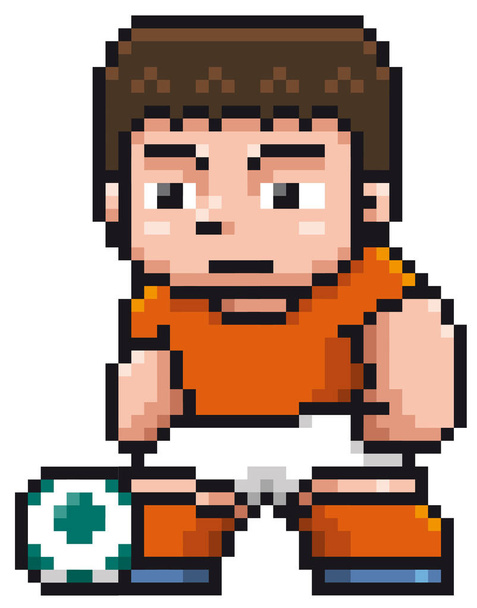 Vector illustration of Cartoon Soccer player - Pixel design - Vetor, Imagem